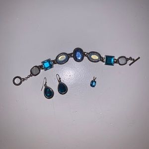 Aquamarine bracelet and earring set